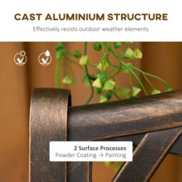 Rackhams Cast Aluminium Garden Bench 2 Seater Antique Park Loveseat, Bronze - thumbnail 5