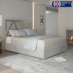 Rackhams Alison Upholstered Soft Velvet Metal Bed Frame - Grey - Grey - Double - thumbnail 5