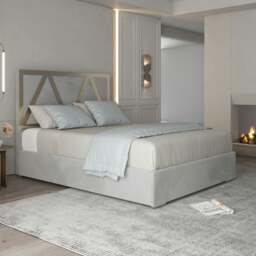 Rackhams Alison Upholstered Soft Velvet Metal Bed Frame - Grey - Grey - Double