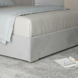 Rackhams Alison Upholstered Soft Velvet Metal Bed Frame - Grey - Grey - Double - thumbnail 3