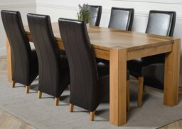 Rackhams Kuba Extra Large Oak Dining Table with Lola Leather Chairs - 6 chairs - Ivory - thumbnail 2