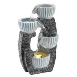 Rackhams 4-Tier Bowl Water Feature, Outdoor Water Fountain with LED Lights - Dark Grey - 21L x 15W x 34.5H cm - 1 - thumbnail 2