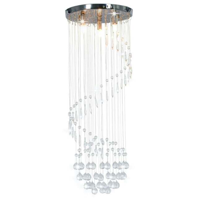 Rackhams Ceiling Lamp with Crystal Beads Silver Spiral G9