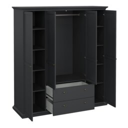Rackhams Paris Wardrobe with 4 Doors and 2 Drawers in Matt Grey - Grey - Malemine - 1 - thumbnail 5