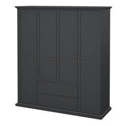 Rackhams Paris Wardrobe with 4 Doors and 2 Drawers in Matt Grey - Grey - Malemine - 1 - thumbnail 3
