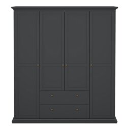 Rackhams Paris Wardrobe with 4 Doors and 2 Drawers in Matt Grey - Grey - Malemine - 1 - thumbnail 2