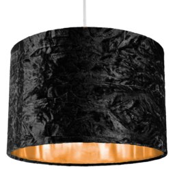 "Rackhams Modern Black Crushed Velvet 12"" Table/Pendant Lamp Shade with Shiny Copper Inner" - thumbnail 3