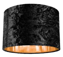 "Rackhams Modern Black Crushed Velvet 12"" Table/Pendant Lamp Shade with Shiny Copper Inner"