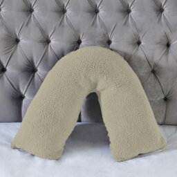 Rackhams Teddy Bear Fleece Super Soft Cosy V Shape Pillowcase - Beige - thumbnail 1
