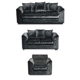 Rackhams Crystal Crushed Velvet 3 Piece Sofa Suite Scatter Back - Silver - thumbnail 6