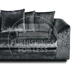 Rackhams Crystal Crushed Velvet 3 Piece Sofa Suite Scatter Back - Silver - thumbnail 3