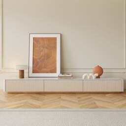 Rackhams Abigail Stylish TV Stand, Sintered Stone, Cream - Dark Grey - 190cm - thumbnail 3