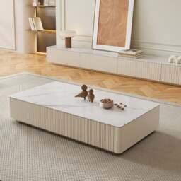 Rackhams Abigail Stylish TV Stand, Sintered Stone, Cream - Dark Grey - 190cm - thumbnail 5
