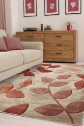 Rackhams Newport Leaf Red Rug – Hand-Carved - 60X200 cm - thumbnail 5