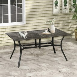 Rackhams Garden Table with Parasol Hole for Patio, Deck, Brown, 150 x 96 x 73cm - Steel - Steel - 150 x 96 x 73 cm - thumbnail 1
