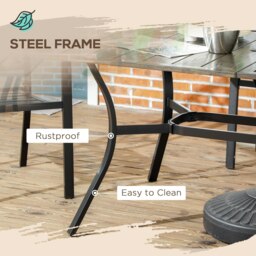Rackhams Garden Table with Parasol Hole for Patio, Deck, Brown, 150 x 96 x 73cm - Steel - Steel - 150 x 96 x 73 cm - thumbnail 4