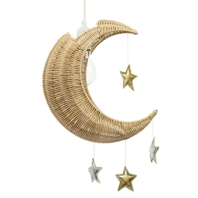 Rackhams Whimsical Crescent Moon Pendant Light Shade with Silver and Gold Stars - image 1