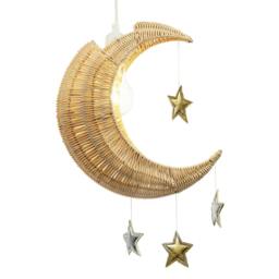 Rackhams Whimsical Crescent Moon Pendant Light Shade with Silver and Gold Stars - thumbnail 2