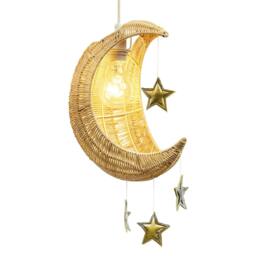 Rackhams Whimsical Crescent Moon Pendant Light Shade with Silver and Gold Stars - thumbnail 3