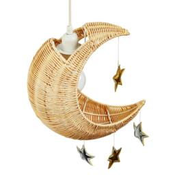 Rackhams Whimsical Crescent Moon Pendant Light Shade with Silver and Gold Stars - thumbnail 4