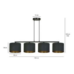 Rackhams HILDE Pendant lamp 4 x E27 Black with Black Shade - thumbnail 5