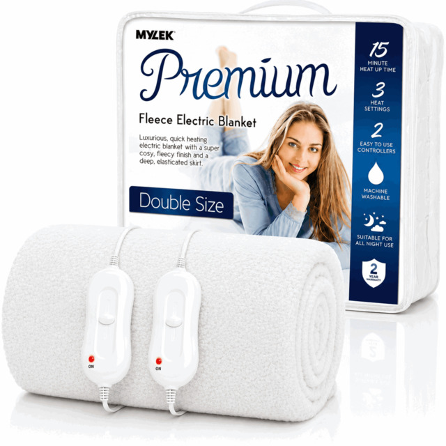Rackhams Electric Blanket Double Bed Premium Fleece Underblanket Dual Control with Elasticated Skirt - image 1