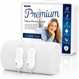 Rackhams Electric Blanket Double Bed Premium Fleece Underblanket Dual Control with Elasticated Skirt