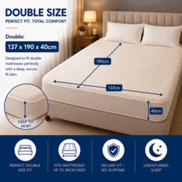 Rackhams Electric Blanket Double Bed Premium Fleece Underblanket Dual Control with Elasticated Skirt - thumbnail 2