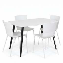 Rackhams Aspen Dining Set - White Rectangular Table & 4 Bali Dining Chairs - Green - thumbnail 4