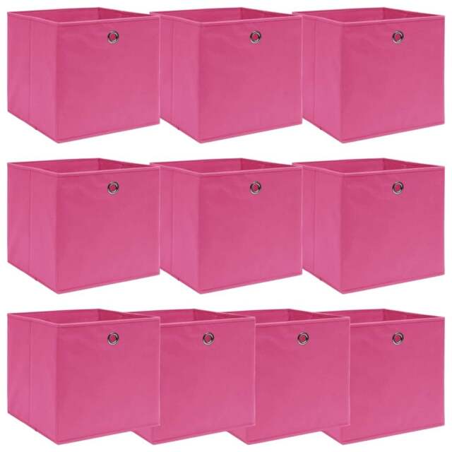 Rackhams Storage Boxes 10 pcs Pink 32x32x32 cm Fabric