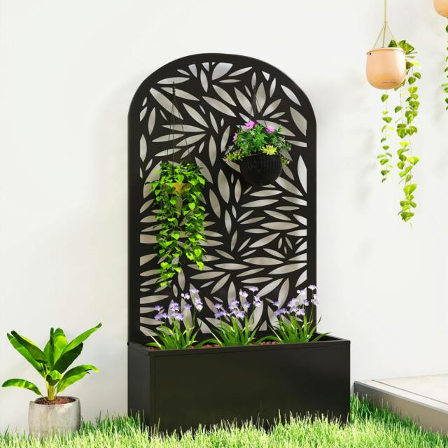 Rackhams Metal Raised Garden Bed with Trellis, Outdoor Elevated Planter Box - image 1