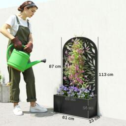 Rackhams Metal Raised Garden Bed with Trellis, Outdoor Elevated Planter Box - thumbnail 3