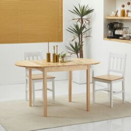 Rackhams Foldable Dining Table, Solid Wood Drop Leaf Table, Natural - thumbnail 3