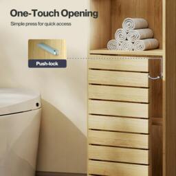 Rackhams Bathroom Storage Cabinet Hallway Tall Cupboard Adjustable Shelves Oak - thumbnail 6