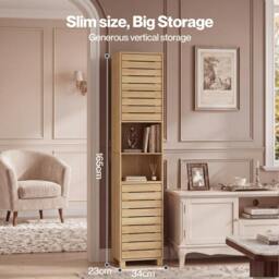 Rackhams Bathroom Storage Cabinet Hallway Tall Cupboard Adjustable Shelves Oak - thumbnail 4