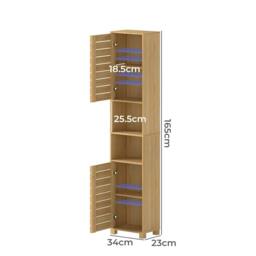 Rackhams Bathroom Storage Cabinet Hallway Tall Cupboard Adjustable Shelves Oak - thumbnail 3