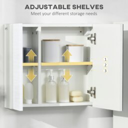 Rackhams Bathroom Mirror Cabinet Wall Mounted Cupboard w/ Adjustable Shelf - thumbnail 4