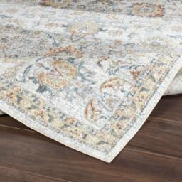 Rackhams Lillian-Washable Grey Yellow Blue Traditional Vintage Boho Rug - 200cm_diameter - thumbnail 5