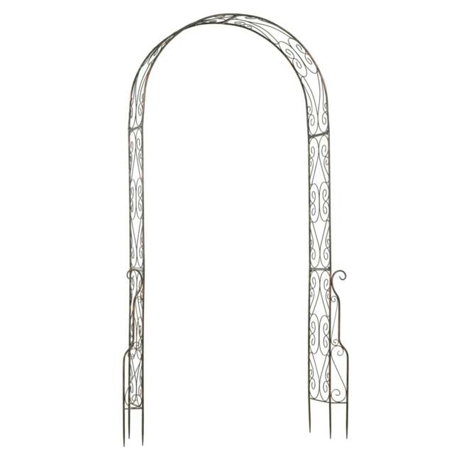 Rackhams Metal Garden Arch Trellis, Decorative Arbour Archway for Walkway Path Ceremony Wedding Party, 120 x 30 x 226cm - Black - image 1