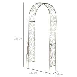 Rackhams Metal Garden Arch Trellis, Decorative Arbour Archway for Walkway Path Ceremony Wedding Party, 120 x 30 x 226cm - thumbnail 3