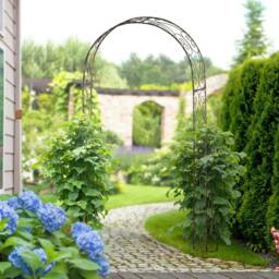 Rackhams Metal Garden Arch Trellis, Decorative Arbour Archway for Walkway Path Ceremony Wedding Party, 120 x 30 x 226cm - thumbnail 2