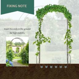 Rackhams Metal Garden Arch Trellis, Decorative Arbour Archway for Walkway Path Ceremony Wedding Party, 120 x 30 x 226cm - thumbnail 6
