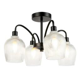 Rackhams Classy Matte Black Ceiling Light with Clear Ribbed Glass Shades - thumbnail 4