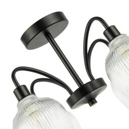 Rackhams Classy Matte Black Ceiling Light with Clear Ribbed Glass Shades - thumbnail 6