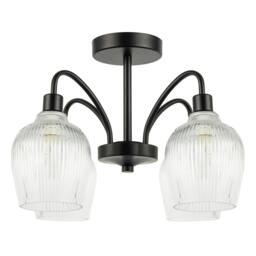 Rackhams Classy Matte Black Ceiling Light with Clear Ribbed Glass Shades