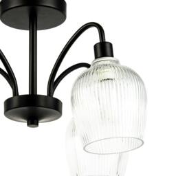 Rackhams Classy Matte Black Ceiling Light with Clear Ribbed Glass Shades - thumbnail 5