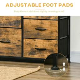Rackhams Bedroom Chest of Drawers, Industrial 5 Fabric Drawer Dresser with Open Shelf for Living Room, Rustic Brown - thumbnail 6