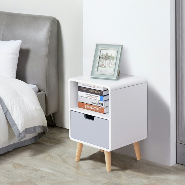 Rackhams Nordic Style Bedside Table End Table Nightstand With Drawer - image 1