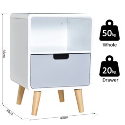 Rackhams Nordic Style Bedside Table End Table Nightstand With Drawer - thumbnail 5