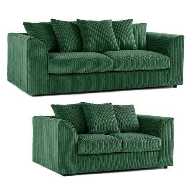 Rackhams Luxor Full Jumbo 3 + 2 Seater Sofa Set - Scatter Back - Green - image 1